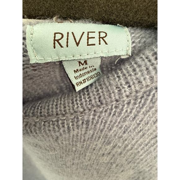 River Medium Lavender Back Button Sweater Women’s Long Sleeve Knit Pullover - Picture 5 of 5